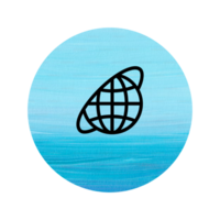 A blue circle with a globe in the center png