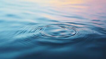 Serene Water Ripples at Sunset Close Up View of Blue and Pastel Hues photo