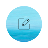 A blue circle with a pencil and a check mark png