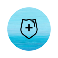 A blue circle with a shield and a plus sign png