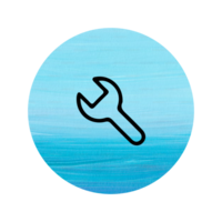 A blue circle with a wrench in it png