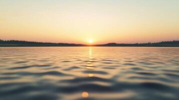Golden Sunset Over Calm Lake Water photo