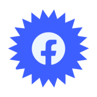 The facebook logo in blue with a starburst flat png