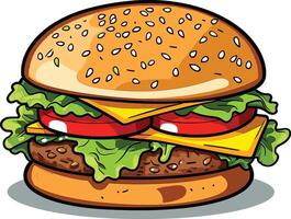 Simple Burger for Food Menu Icon vector