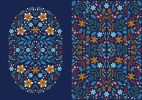 Two multi-color vertical flyer backgrounds with holly leaves, poinsettia flowers, branches, pine cones vector