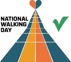 national walking day logo with a heart and check mark vector