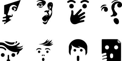 Surprised Face Icon Set Shocked Expression Emoticon design vector