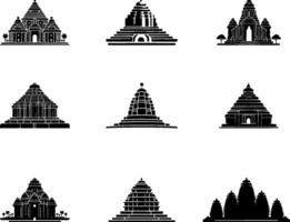 ancient temples in india set illustration vector