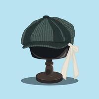 a hat with a bow on it is sitting on a stand vector
