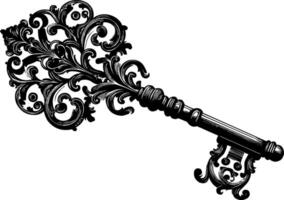 an ornate key with a scroll design vector