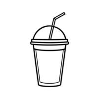 Line art design illustration of a fruit smoothie cup with a domed lid and a straw.eps vector