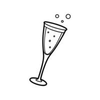 Line art design illustration of a champagne flute with a long stem and a narrow bowl.eps vector