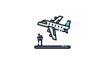 Plane taking off from a runway animation design video