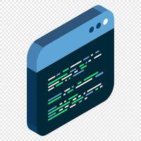 Source code isometric. Abstract programming language and program code on a screen. illustration. vector