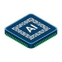 Isometric artificial intelligence chip concept. Artificial intelligence concept. Futuristic microchip processor. Isometric technology. vector