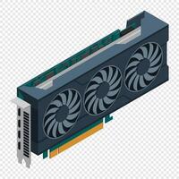 Isometric graphic card. card isometric. Computer hardware components. GPU graphic card illustration. vector