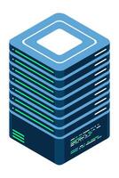 Isometric server. Network server. 3D computer equipment. Storage database. Isometric technology. illustration vector