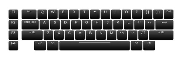 Computer keyboard button layout template with letters for graphic use. Modern computer keyboard. vector