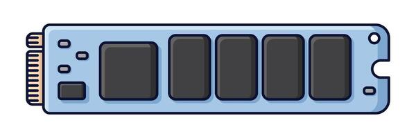 Solid state drive. Drive ssd storage illustration. SSD M.2 illustration. Computer hardware components. Flat cartoon style. illustration. vector
