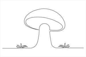 Mushroom Icon in One Line Minimal Outline Art vector
