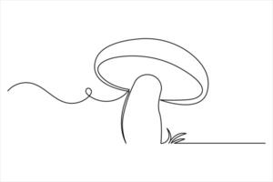 Continuous Line Mushroom Drawing Simple Botanical Sketch vector