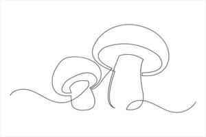 Hand-Drawn Mushroom Continuous Line Sketch Illustration vector