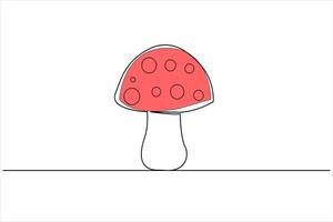 Mushroom One Line Art Drawing Minimalist Outline vector