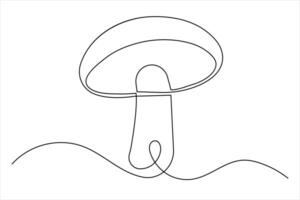 Minimalist Mushroom Print One Line Ink Style vector
