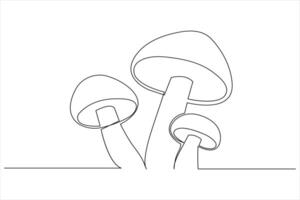 Minimal Mushroom Design Single Line Outline vector