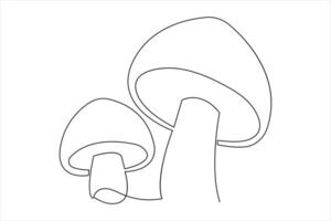 Single Line Mushroom Drawing Modern Minimalist Art vector