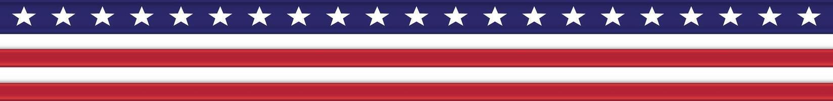 Seamless horizontal stripe shape American flag illustration, isolated on white background- red, blue star design 4th of July independence day vector
