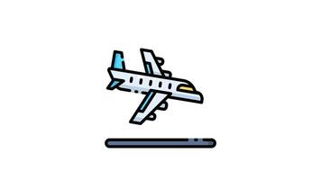 Plane landing on a runway icon animation video