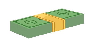 Cartoon Illustration of a Stack of Bundled Money with Dollar Sign on Isolated White Background and Transparent vector