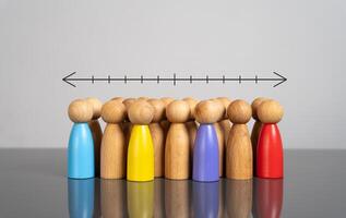 The scale of political preferences over a crowd of people. Public opinion, electoral influence, and societal alignment with ideologies. Voter behavior analysis photo