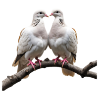Pair of Doves Perched on a Branch Transparent Background png