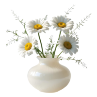 Realistic Daisy Flowers in a Vase Isolated for Designs png