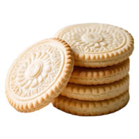 Sweet Vanilla Biscuits Stack Isolated on Transparent Background png