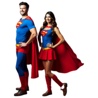 Dynamic Superhero Duo in Red Capes - Teamwork and Empowerment Concept png