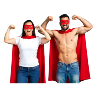 Empowering Teamwork Strong Male and Female Superheroes png