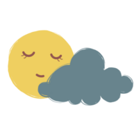 The full moon sleeps using a cloud as a pillow png