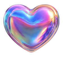 Shiny holographic heart with a smooth gradient effect, isolated on a transparent background png