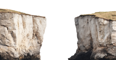 Two rocky cliffs facing each other, separated by a gap in the center png