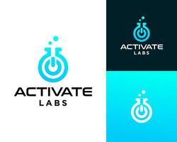 Logo design about laboratory bottles and power icons. vector