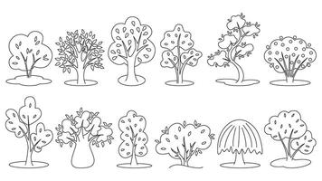 Trees black outline set graphics vector