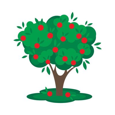 Single apple tree with ripe red fruits