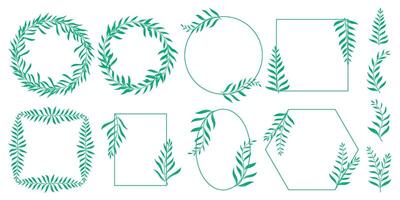 Green rustic set of frames and twigs vector