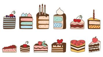 Piece of cake and pie set vector