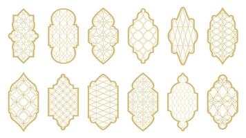 Set of Islamic windows with patterns vector