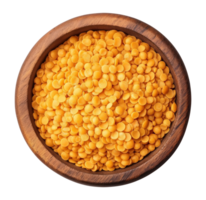 Top view of a bowl with red lentils isolated on a transparent background png