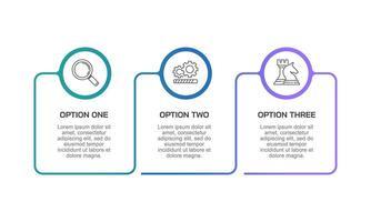 Infographic line frame 3 options with circles. Business presentation, report, strategy, data and planning. vector